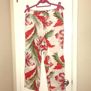 Linen beach pants, elastic waist